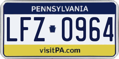 PA license plate LFZ0964