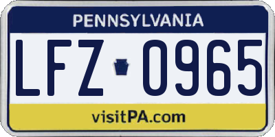 PA license plate LFZ0965
