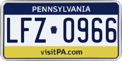 PA license plate LFZ0966