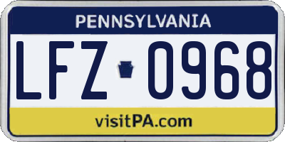 PA license plate LFZ0968