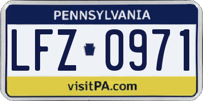 PA license plate LFZ0971