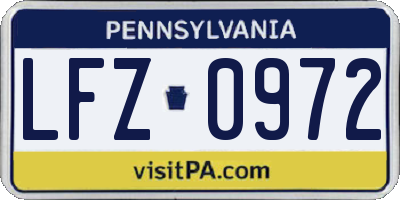 PA license plate LFZ0972