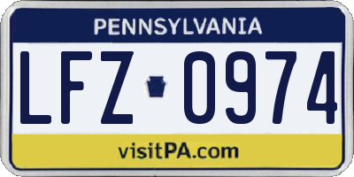 PA license plate LFZ0974