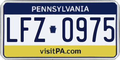 PA license plate LFZ0975
