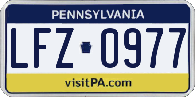 PA license plate LFZ0977