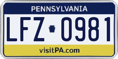 PA license plate LFZ0981