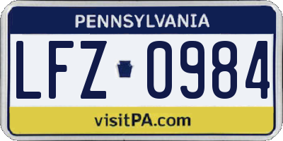 PA license plate LFZ0984