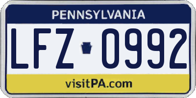 PA license plate LFZ0992