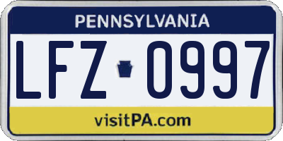 PA license plate LFZ0997