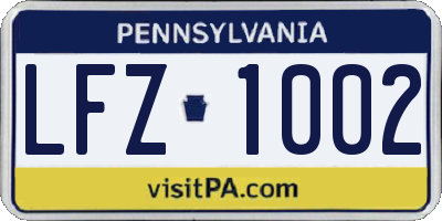 PA license plate LFZ1002