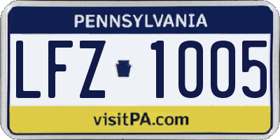 PA license plate LFZ1005