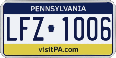 PA license plate LFZ1006