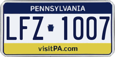 PA license plate LFZ1007