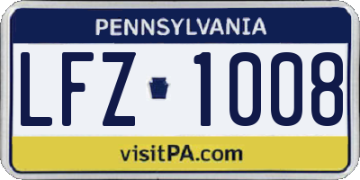 PA license plate LFZ1008