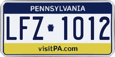 PA license plate LFZ1012