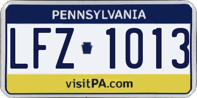 PA license plate LFZ1013