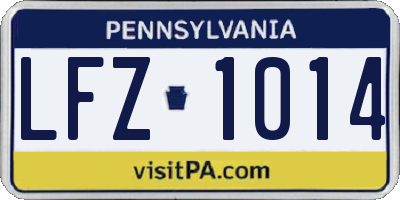 PA license plate LFZ1014