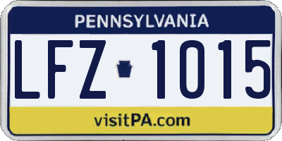 PA license plate LFZ1015