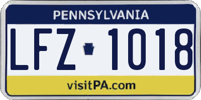 PA license plate LFZ1018
