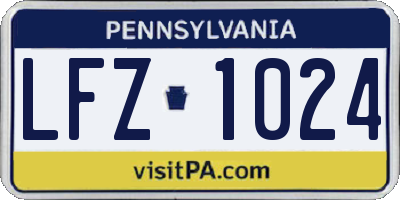 PA license plate LFZ1024