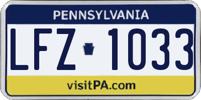PA license plate LFZ1033
