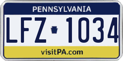PA license plate LFZ1034