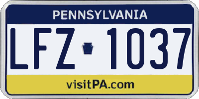 PA license plate LFZ1037