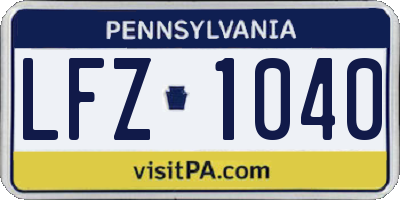 PA license plate LFZ1040