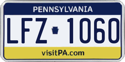 PA license plate LFZ1060