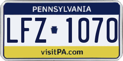 PA license plate LFZ1070