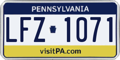 PA license plate LFZ1071