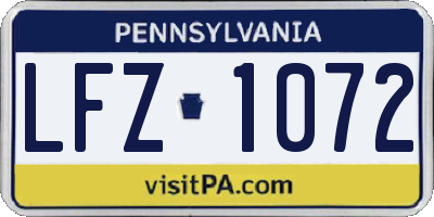 PA license plate LFZ1072