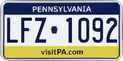 PA license plate LFZ1092