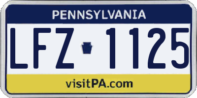 PA license plate LFZ1125