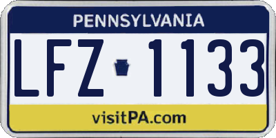 PA license plate LFZ1133