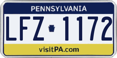 PA license plate LFZ1172