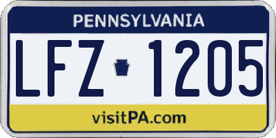 PA license plate LFZ1205