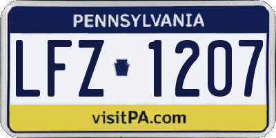PA license plate LFZ1207
