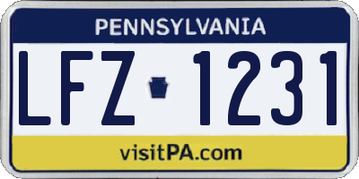 PA license plate LFZ1231
