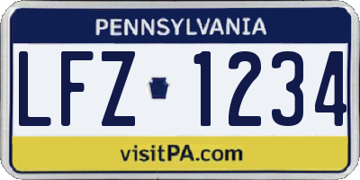 PA license plate LFZ1234