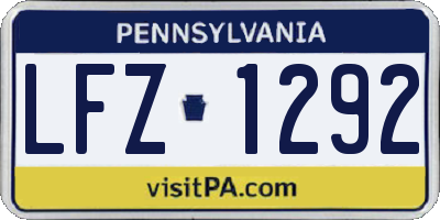 PA license plate LFZ1292