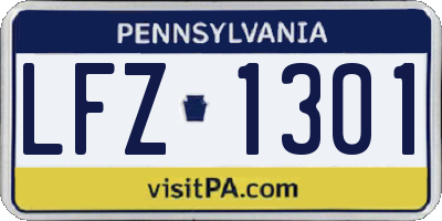 PA license plate LFZ1301