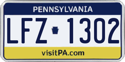 PA license plate LFZ1302