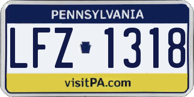 PA license plate LFZ1318