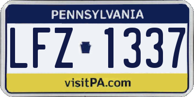 PA license plate LFZ1337