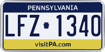 PA license plate LFZ1340