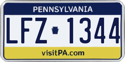 PA license plate LFZ1344