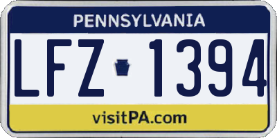 PA license plate LFZ1394