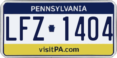 PA license plate LFZ1404