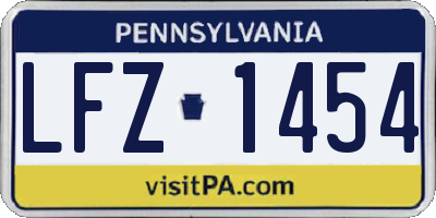 PA license plate LFZ1454